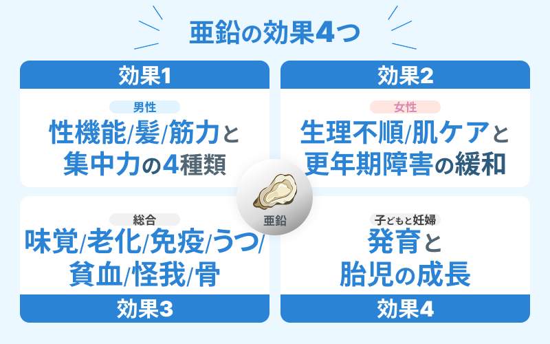 亜鉛 効果 4つ